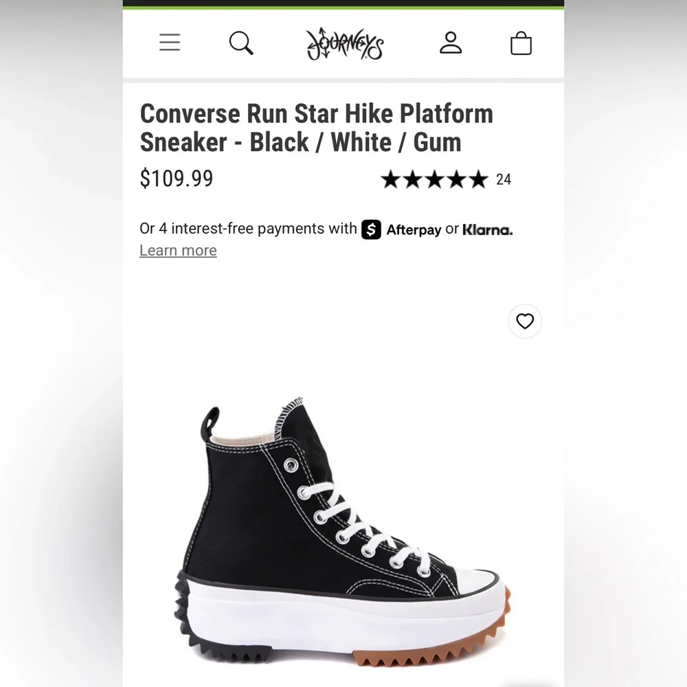 Black and White Converse High-Top Run Star Hike Sneakers- Like New - Picture 2 of 13